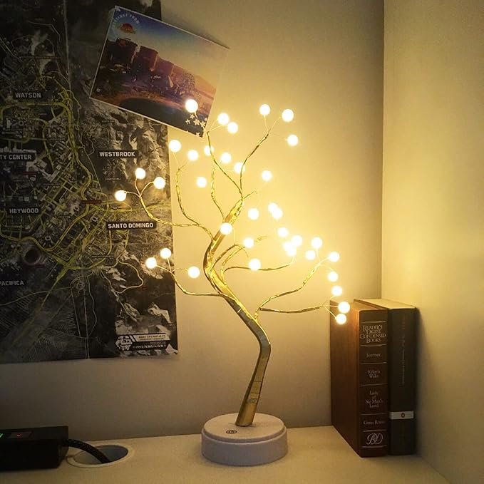 OTAVILEM Bonsai Tree Light for Room Decor, Aesthetic Pearl Tree Lamps for Living Room, Cute Night Light for House Decor, Good Ideas for Gifts, Home Decorations, Weddings, Christmas, Holidays - LeafyLoom