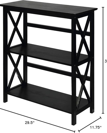 Casual Home Montego 3-Shelf Bookcase, Black (New) - LeafyLoom