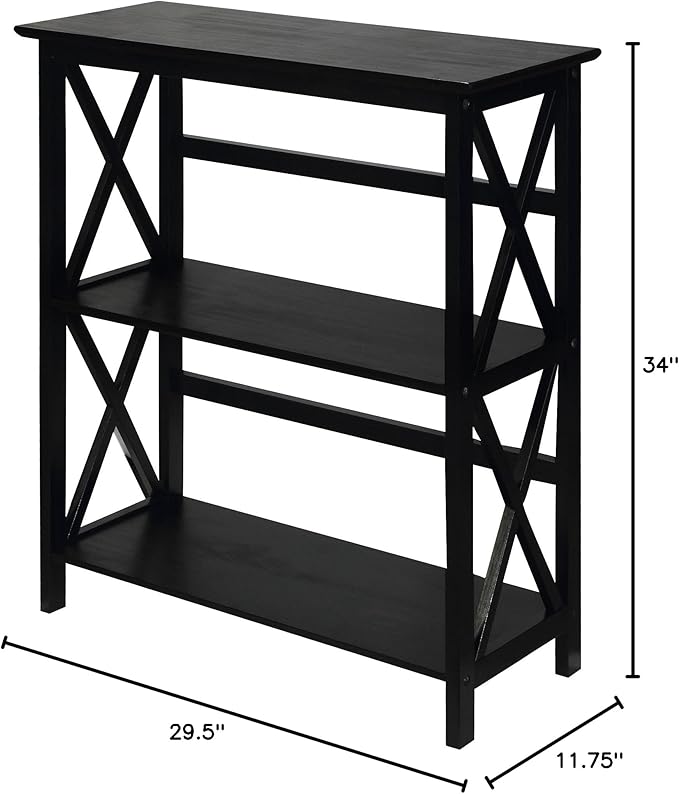 Casual Home Montego 3-Shelf Bookcase, Black (New) - LeafyLoom