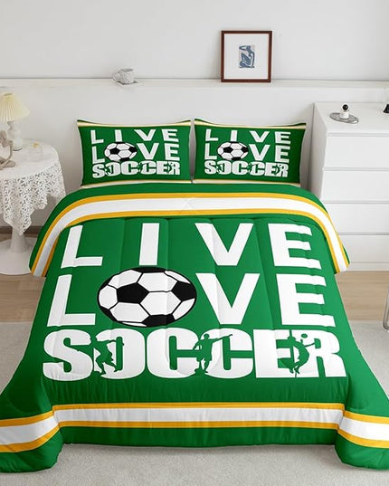 Feelyou Football Bedding Set King Size Rugby Sports Comforter Set for Kids Boys Girls Decor Soccer Ball Game Comforter Gift for Football Lover Duvet Set Bedroom Quilt Set - LeafyLoom