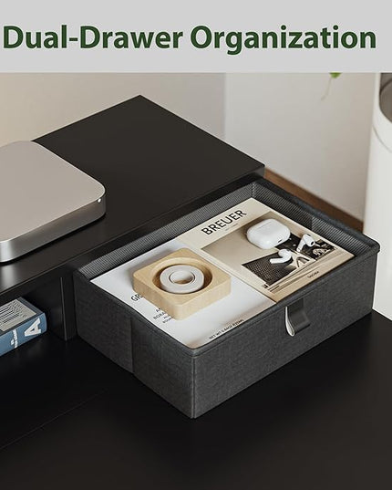 L shaped Electric Standing Desk with 2 Drawers, 63 Inch Ergonomic Adjustable Height Desk with Storage, Corner Desk Sit Stand up Computer Table for Work Office Home, Black - LeafyLoom