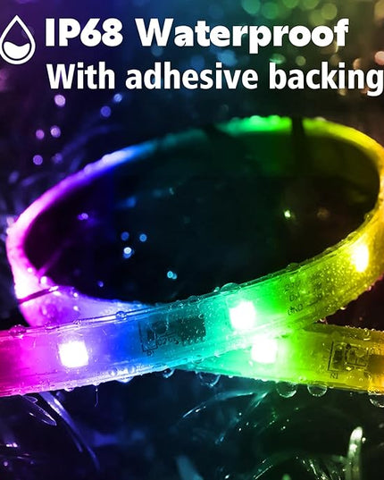150ft Outdoor LED Strip Lights Waterproof,IP68 Outside Led Light Strips Waterproof with App and Remote,Music Sync RGB Exterior Led Rope Lights with Self Adhesive Back for Deck,Balcony,Pool LETIANPAI
