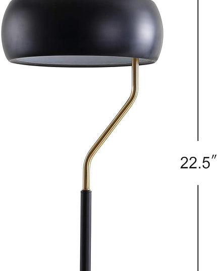 JONATHAN Y JYL6008A Oskar 22.5" Moody Metal LED Desk Lamp Contemporary Glam Minimalist Bedside Desk Nightstand Lamp for Bedroom Living Room Office College Bookcase LED Bulb Included, Black/Brass Gold - LeafyLoom