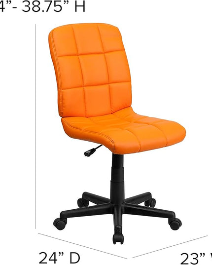Flash Furniture Clayton Mid-Back Orange Quilted Vinyl Swivel Task Office Chair - LeafyLoom