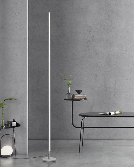 TACAHE Minimalist Corner Floor Lamp - 2700K-6500K Dimmable LED Night Light - Modern Standing Mood Lamp with Remote Control for Living Room, Bedroom - 57" 12W - Silver - 1Pack - LeafyLoom