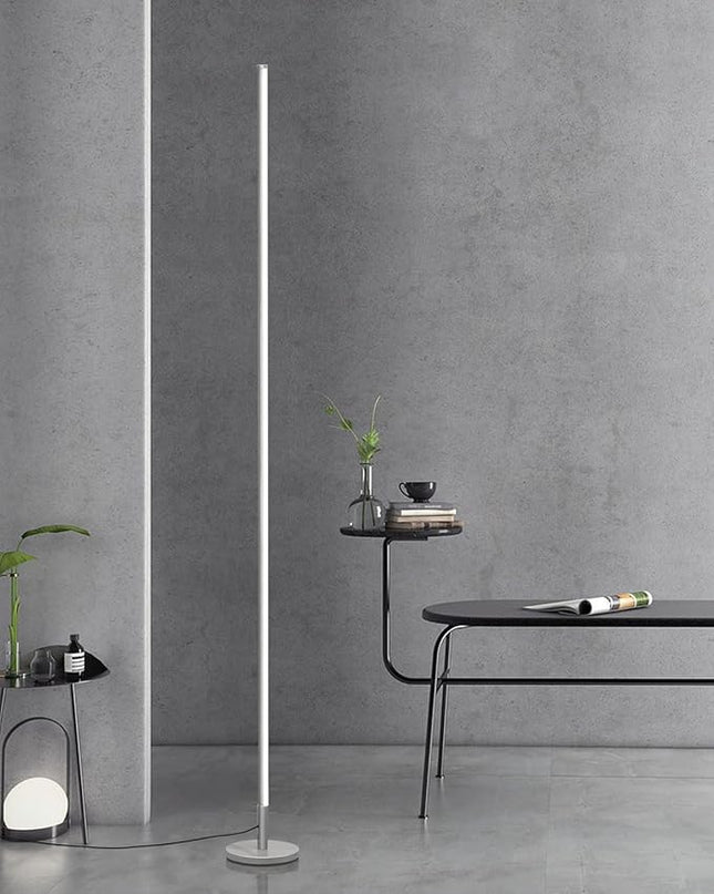 TACAHE Minimalist Corner Floor Lamp - 2700K-6500K Dimmable LED Night Light - Modern Standing Mood Lamp with Remote Control for Living Room, Bedroom - 57" 12W - Silver - 1Pack - LeafyLoom
