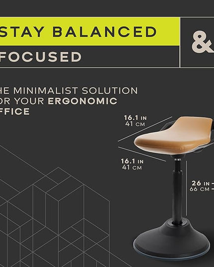 bonVIVO Standing Desk Chair - Ergonomic Chair for Tall Office Desks w/Back Support and Handles for Posture and Balance - Work from Home High Stool - Khaki - LeafyLoom