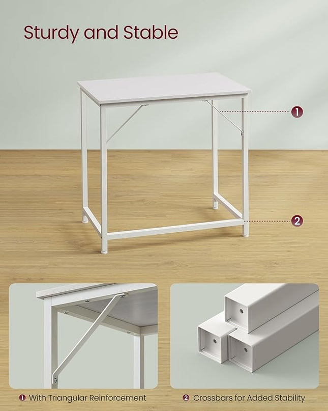 VASAGLE Computer Desk, Gaming Desk, Home Office Desk, for Small Spaces, 19.7 x 31.5 x 29.5 Inches, Modern Style, Metal Frame, Maple White ULWD038W44 - LeafyLoom