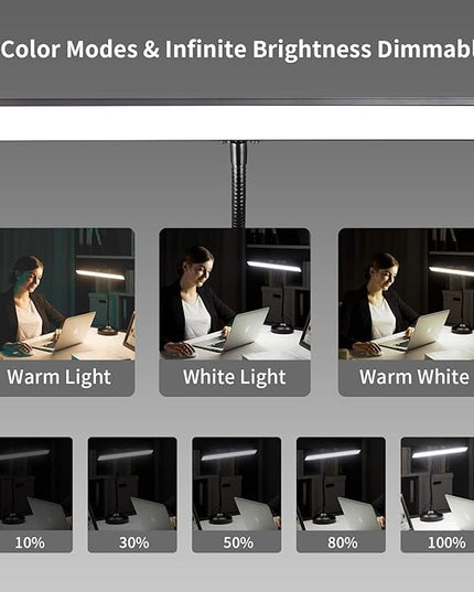 Piano Light Lamp for Upright Piano, 2-in-1 Table Lamp with Base & Clamp Bright Flexible, 10W LED Architect Desk Lights for Piano, Home Office, 3 Color Modes, 30 Brightness Levels, Black - LeafyLoom