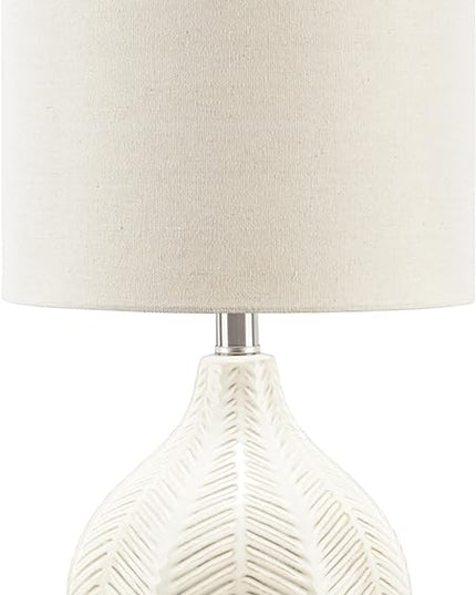 Signature Design by Ashley Rainermen 20" Modern Herringbone Ceramic Table Lamp, Off White - LeafyLoom