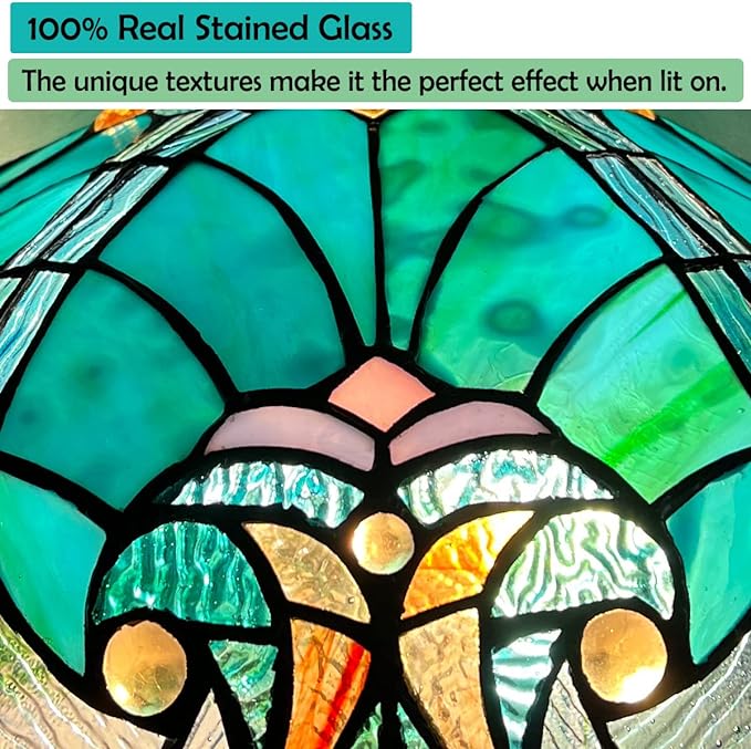 Tiffany Reading Floor Lamp,Stained Glass Gooseneck Floor Light for Reading,Antique Style Tall Standing Lamp for Living Room Bedroom and Office - LeafyLoom