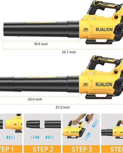 Leaf Blower Cordless Up to 650 CFM 195 MPH-Electric Leaf Blowers Brushless-Battery Powered Blowers for Lawn Care, Patio, Garage(40V 6.0 Ah Battery and Charger included) - LeafyLoom