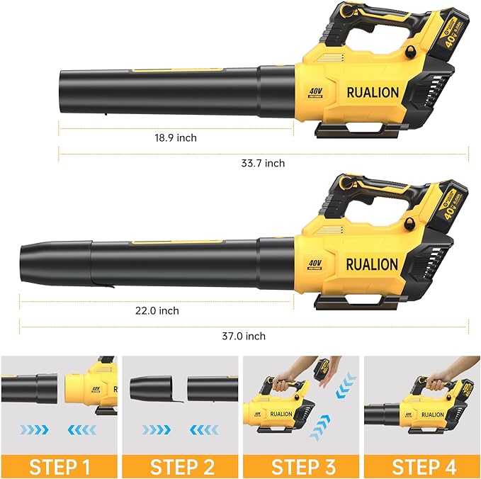 Leaf Blower Cordless Up to 650 CFM 195 MPH-Electric Leaf Blowers Brushless-Battery Powered Blowers for Lawn Care, Patio, Garage(40V 6.0 Ah Battery and Charger included) - LeafyLoom