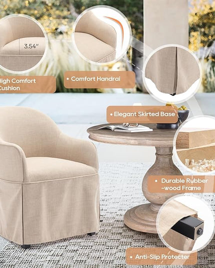 COLAMY Modern Accent Dining Chair, Barrel Accent Armchair, 20 Inch Dining Chair with Cover, Dining Chair with Back for Kitchen,Dining Room,Beige - LeafyLoom
