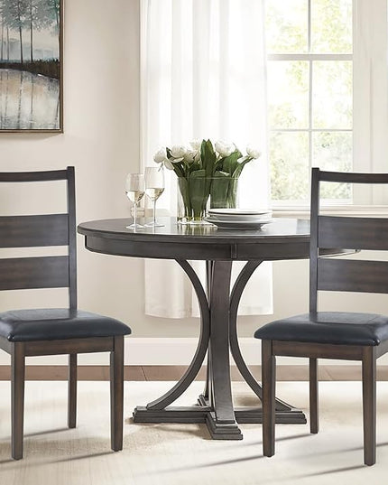 COLAMY Upholstered Dining Chairs Set of 4, PU Leather Dining Room Kitchen Side Chair with Ladder High Back and Adjustable Foot Pegs - Dark Brown - LeafyLoom
