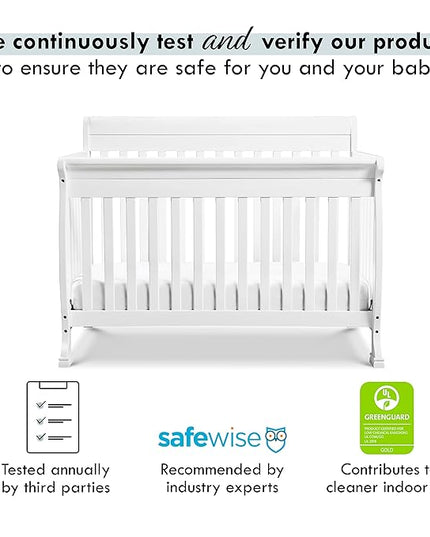 DaVinci Kalani 4-in-1 Convertible Crib in White, Greenguard Gold Certified - LeafyLoom