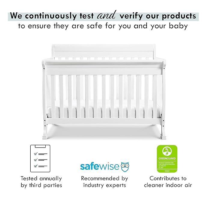 DaVinci Kalani 4-in-1 Convertible Crib in White, Greenguard Gold Certified - LeafyLoom