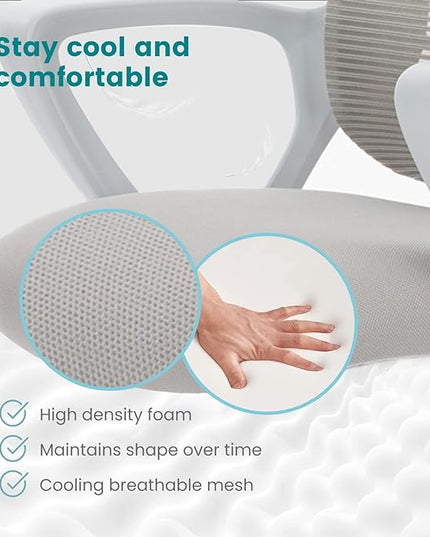 SMUG Office Computer Desk Chair, Ergonomic Mid-Back Mesh Rolling Work Swivel Task Chairs with Wheels, Comfortable Lumbar Support, Comfy Arms for Home, Bedroom, Study, Dorm, Student, Adults, Grey - LeafyLoom