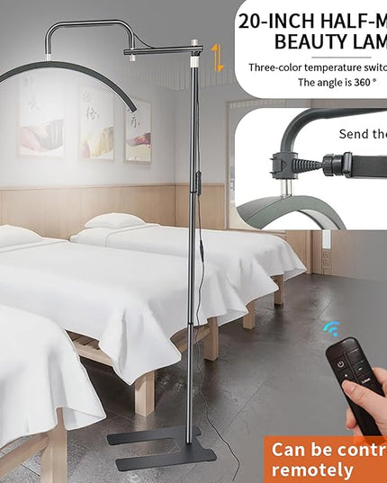 Lash Light Eyelash LED Floor Light Moon Light lash tech for Lash Extension, Half Moon Light for Beauty - Skincare,Lashes,Eyebrows,Facial,Tattoo, Adjustable Brightness for Lash lamp (Black) - LeafyLoom