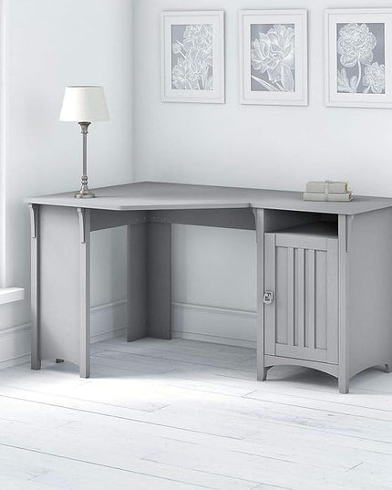 Bush Furniture Salinas 55 Inch W Corner Desk with Storage Cabinet, Cape Cod Gray (SAD155CG-03) - LeafyLoom