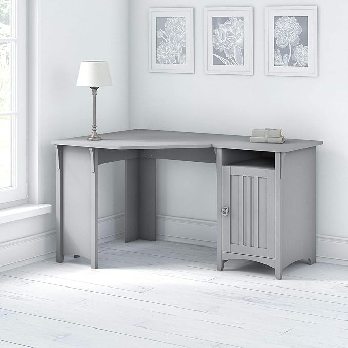 Bush Furniture Salinas 55 Inch W Corner Desk with Storage Cabinet, Cape Cod Gray (SAD155CG-03) - LeafyLoom