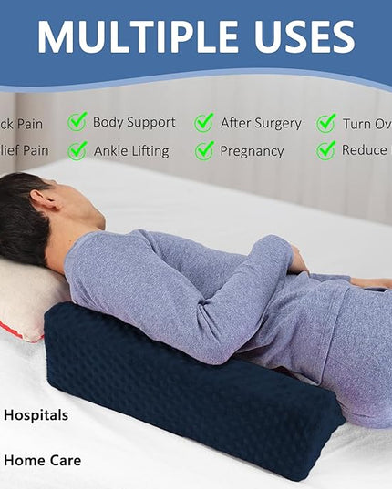 Wedge Pillow for Side Sleeping, Body Positioning Foam Wedge Pillow, Side Wedge Pillow for Sleeping Non-Slip Back Positioning Pillow for Bed Sore Wedge (Dark Blue) - LeafyLoom