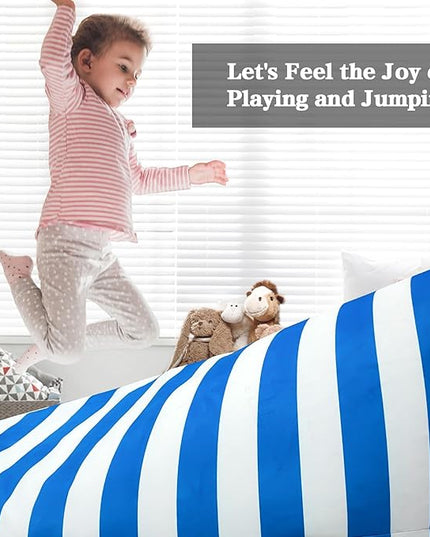 Jorbest Bean Bag Stuffed Animal Storage, Luxury Velvet Bean Bag Covers Only without Filling, Stuffed Animal Bean Bag Storage, Bean Bag Chair for Adults and Kids, (Stripe White Blue, 200L/52 Gal) - LeafyLoom