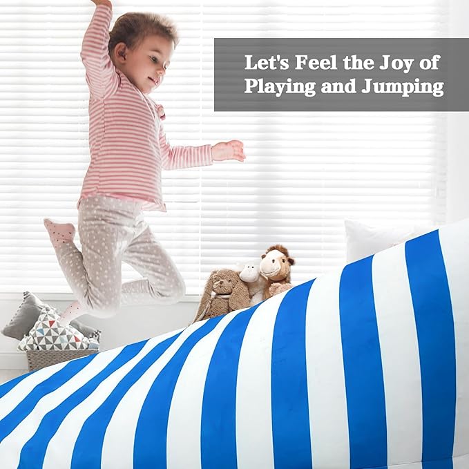 Jorbest Bean Bag Stuffed Animal Storage, Luxury Velvet Bean Bag Covers Only without Filling, Stuffed Animal Bean Bag Storage, Bean Bag Chair for Adults and Kids, (Stripe White Blue, 200L/52 Gal) - LeafyLoom