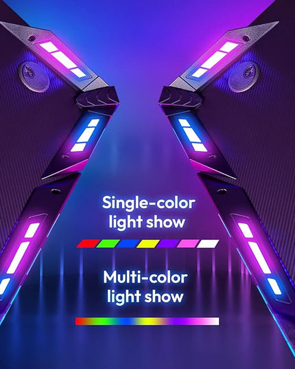 Dowinx Gaming Desk with LED Lights, RGB Gaming Computer Table with Carbon Fibre Surface, LED Home Office Desk with Remote Control, Pc Workstation with Cup Holder and Headphone Hook, 63 Inch, Black - LeafyLoom