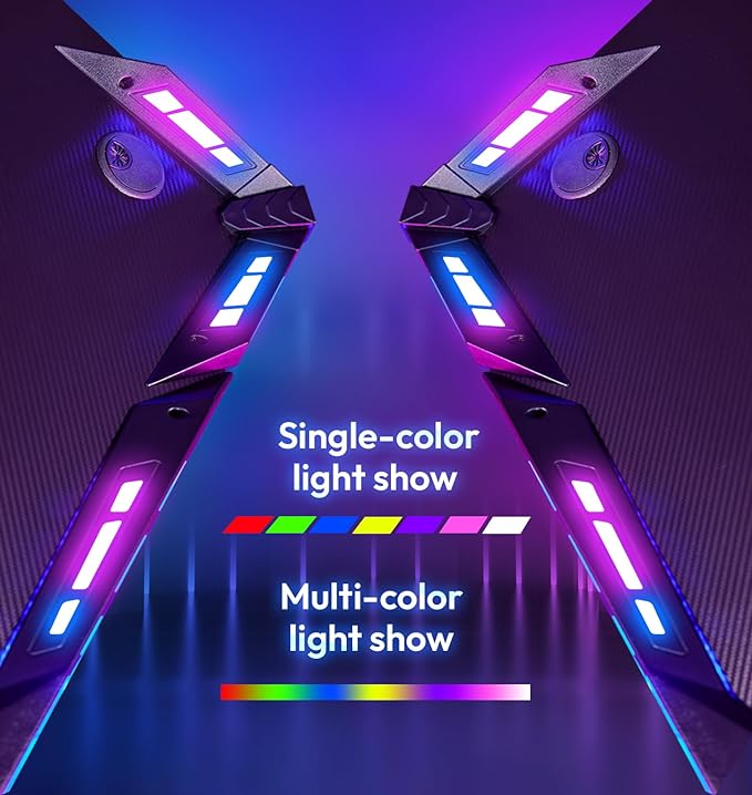 Dowinx Gaming Desk with LED Lights, RGB Gaming Computer Table with Carbon Fibre Surface, LED Home Office Desk with Remote Control, Pc Workstation with Cup Holder and Headphone Hook, 63 Inch, Black - LeafyLoom