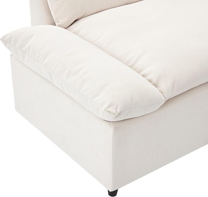 119.5'' 3 Seater Modern Sectional Sofa with 2 Built-in Storage Units on Armrest, Large Seating Depth Design Upholstered Couch Set for Living Room, Office, Apartment, Beige, 119.5 Inch - LeafyLoom