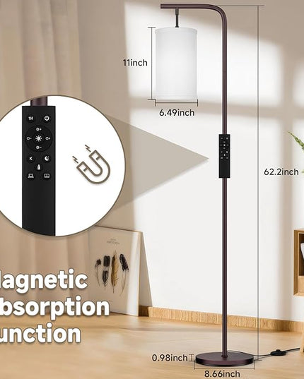 Floor Lamp for Living Room, 9W LED Bulb, Remote Custom Color Temperature & Brightness, Standing Lamps for Bedroom Office Kid Room, Browm - LeafyLoom