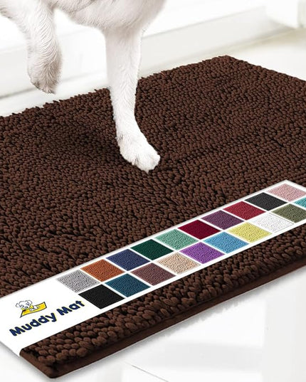 Muddy Mat® Shown on TV – Super Absorbent Microfiber Dog Door Mat for Muddy Paws, Non-Slip Washable Pet Rug, Quick Dry Chenille Entryway Carpet, Machine Washable Indoor Outdoor mat, Brown 35"x24" MuddyMat