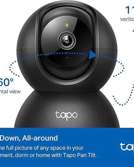Tapo by TP-Link Pan/Tilt Security Camera for Baby Monitor, Pet Camera w/Motion Detection, 1080P, 2-Way Audio, Night Vision, Cloud & SD Card Storage, Works with Alexa & Google Home, Black (Tapo C201) Tapo