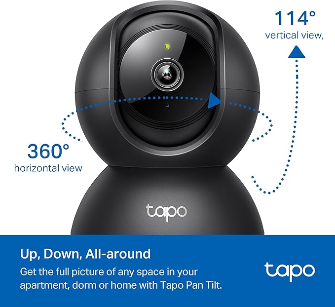 Tapo by TP-Link Pan/Tilt Security Camera for Baby Monitor, Pet Camera w/Motion Detection, 1080P, 2-Way Audio, Night Vision, Cloud & SD Card Storage, Works with Alexa & Google Home, Black (Tapo C201) Tapo