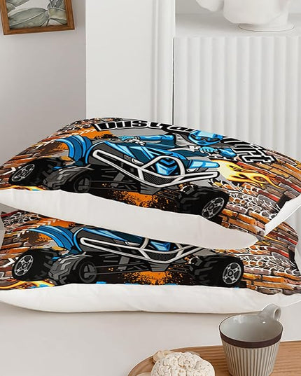 Axolotl Quad Bike Bedding Set Twin,Dirt Bike Comforter Set,Extreme Sports Bedding Set,Sports Theme Comforter Set,Tractor Truck Bedding,Motorcycle Comforter for Kids Boys Teens,1 Quilt 2 Pillowcases - LeafyLoom
