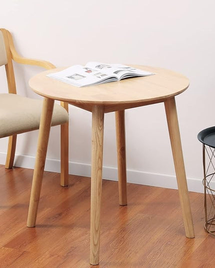 28.3" Small Round Dining Table for 2,Wooden Space-Saving Kitchen Dinner Table Rustic Wood Dining Table Mid Century Modern Kitchen Table - LeafyLoom