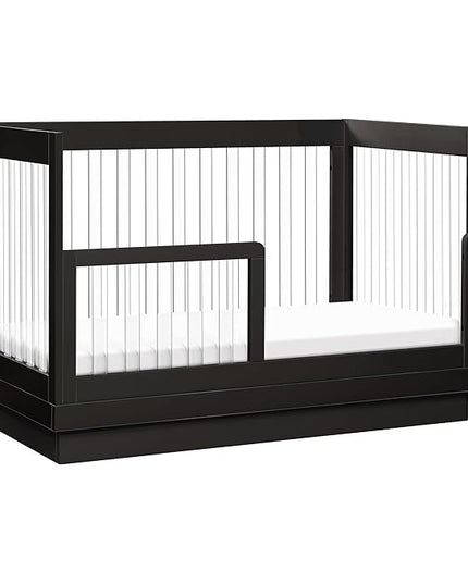 Babyletto Harlow Acrylic 3-in-1 Convertible Crib with Toddler Bed Conversion Kit in Black with Acrylic Slats, Greenguard Gold Certified - LeafyLoom