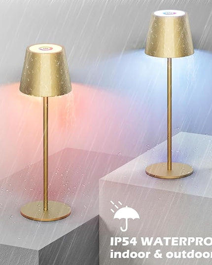 Aipsun Cordless Table Lamp 2 Pack Modern LED Rechargeable Battery Operated Table Lamp Waterproof Stepless Dimming Touch Lamp for Home/Outdoor - LeafyLoom