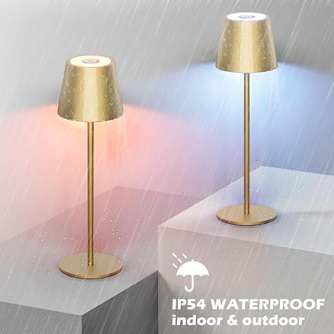 Aipsun Cordless Table Lamp 2 Pack Modern LED Rechargeable Battery Operated Table Lamp Waterproof Stepless Dimming Touch Lamp for Home/Outdoor - LeafyLoom