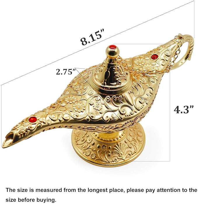 Classic Vintage Collectable Rare Legend Aladdin Magic Genie Costume Lamp Home Table Decoration & Gift, Gold - LeafyLoom