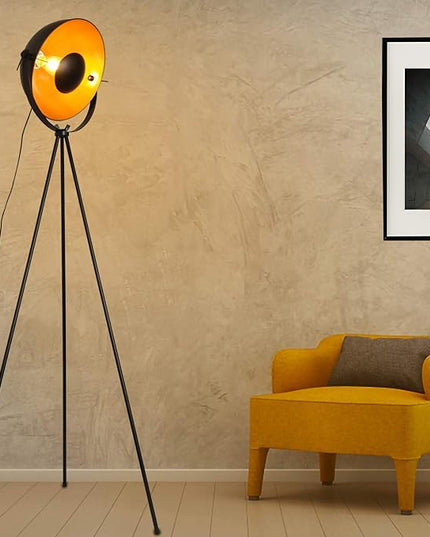 COSYLUX Industrial Tripod Floor Lamp for Living Room, Modern Satellite Tall Standing Lamps for Bedrooms Black Gold (No Bulbs) - LeafyLoom