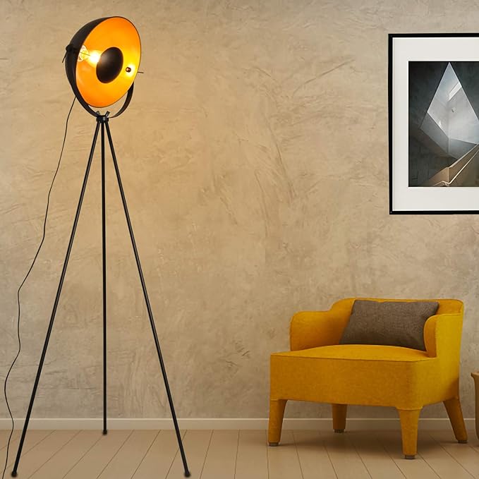 COSYLUX Industrial Tripod Floor Lamp for Living Room, Modern Satellite Tall Standing Lamps for Bedrooms Black Gold (No Bulbs) - LeafyLoom