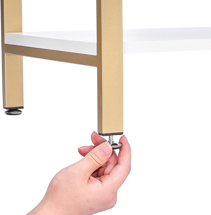 BEWISHOME 3 Tier Bookshelf, Modern Small Book Shelf for Small Spaces, White Gold Wooden Shelves for Bedroom Living Room and Home Office, 13.78" D x 24.12" W x 37.09" H, JCJ42M - LeafyLoom