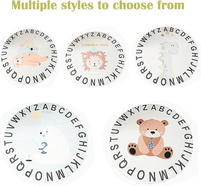 ABC Round Rug for Kids Warm and Soft Alphabet Nursery Animal Area Rugs Fun Rugs for Play Rooms Non-Slip Mats Crawling Mats Decorative Rugs for Bedrooms Living Rooms (Dinosaurs, 78in) - LeafyLoom