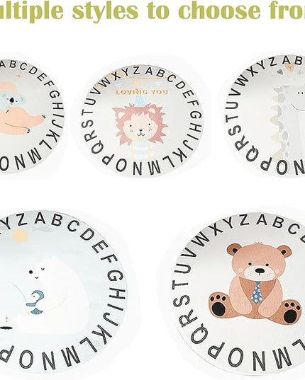 ABC Round Rug for Kids Warm and Soft Alphabet Nursery Animal Area Rugs Fun Rugs for Play Rooms Non-Slip Mats Crawling Mats Decorative Rugs for Bedrooms Living Rooms (Dinosaurs, 31in) - LeafyLoom