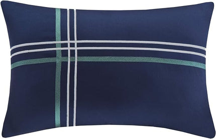 MI ZONE Cozy Comforter Set Cabin Lifestyle Plaid Design All Season Bedding Matching Shams, Decorative Pillow, Twin/Twin XL, Brody Blue 3 Piece, Green/Navy - LeafyLoom