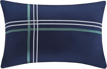 Mi Zone Cozy Comforter Set Cabin Lifestyle Plaid Design All Season Bedding Matching Shams, Decorative Pillow, Full/Queen, Brody Blue 4 Piece - LeafyLoom