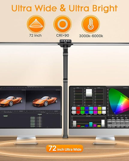Syrinx Desk Lamp, Architect Desk Lamps for Home Office with Gesture Sensor Switch, 24W Bright Double Head Table Lamp with Clamp, Touch Control, Timer, 5 Dimming and 3 Tempering LED Desk Light - LeafyLoom