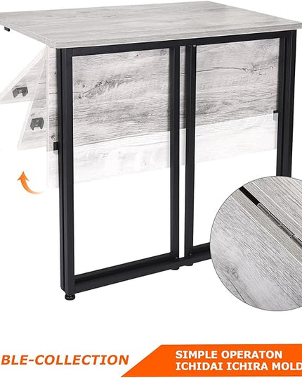 Leopard Outdoor Products Folding Computer Desk for Small Spaces, Space-Saving Home Office Desk, Foldable Computer Table, Laptop Table, Writing Desk, Compact Study Reading Table (Black/Greige) - LeafyLoom